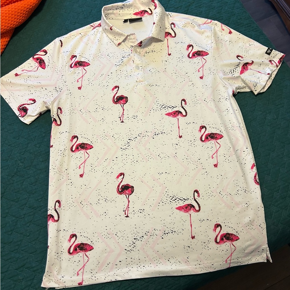 Flamingo Print Polo Shirt